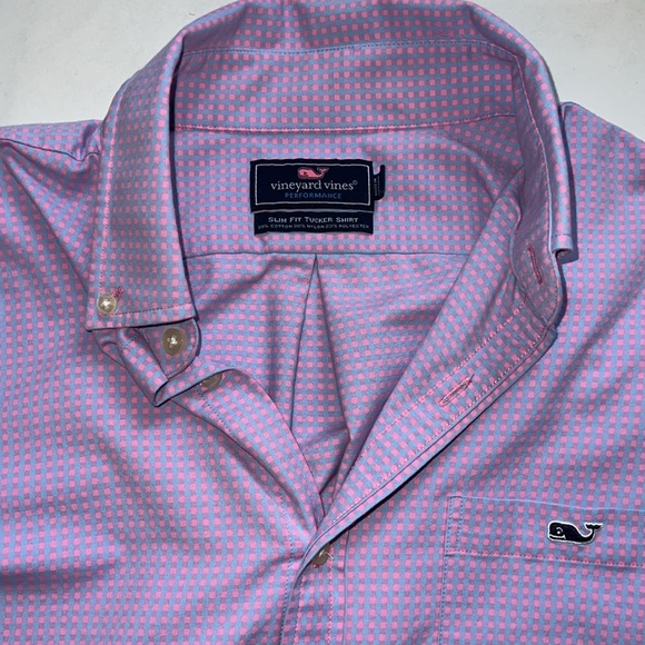 Vineyard Vines Lavender/Pink Gingham Slim Fit Tucker Long Sleeve Shirt Size S - Picture 2 of 4